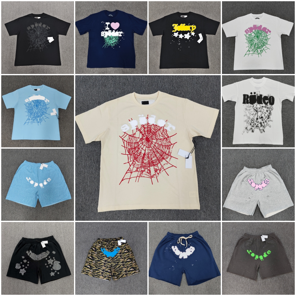 Designer Mens spider T Shirts Summer Casual Fashion Men Women Young Thug Tshirt Streetwear Pullover Foam Print Web Street Graffiti Sweatshirt Hip Ho