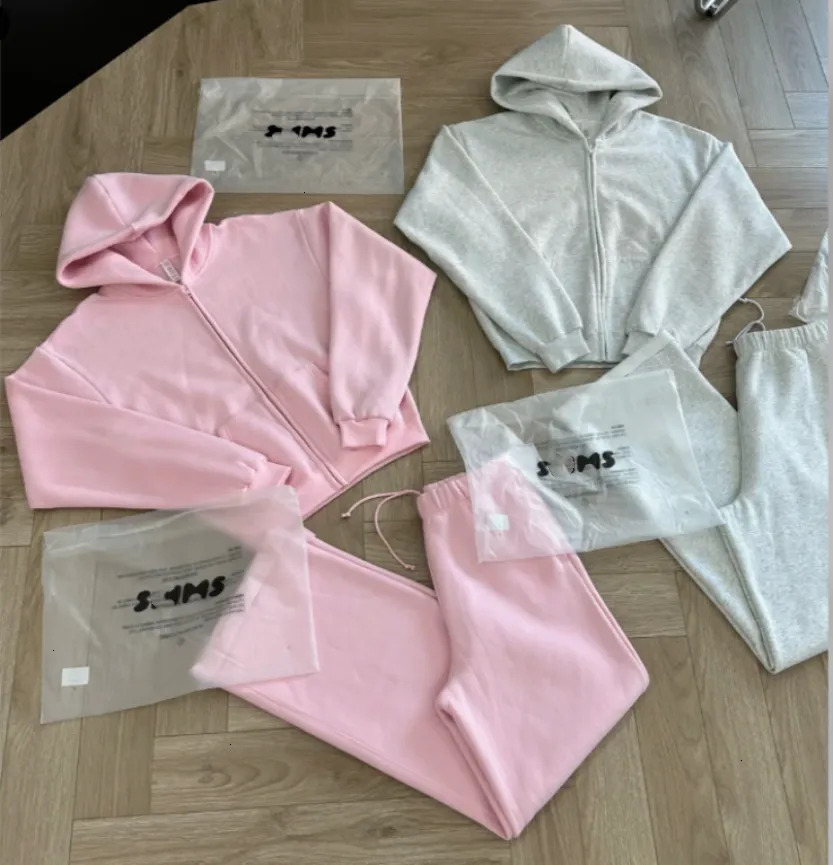 Designer Skims Sets Women's Set Full Up Hoodie Pink Jacket Zip + Pants Sweatpants Sweat Long Clothes Outfit Sports Sportswear Yoga 07