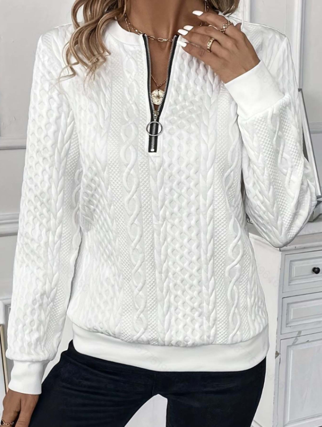 Adele125 Women's Quilted Sweatshirt Zip-Up Cardigan Jacket Autumn/Winter