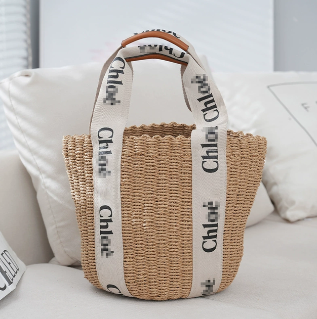 Women Summer French Designer Raffia Straw Woven Bag Summer Large Capacity Open Top Hand Shopping Tote Bag High Quality Dual Use Shoulder Crossbody B