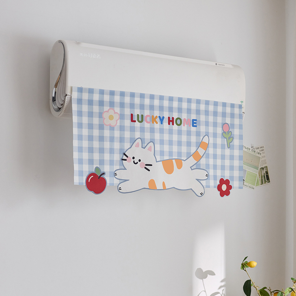 Housse de climatiseur en velours en forme de dessin animé mignon, rideau de protection contre le vent et l'air froid.KE4X01