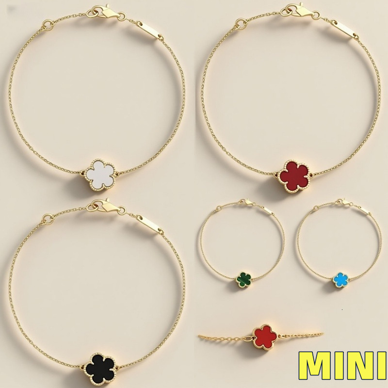 Trèfle unique femmes bracelet à breloques mini fleur 9mm mignon décontracté tenue quotidienne bijoux en acier inoxydable bracelets designer femme