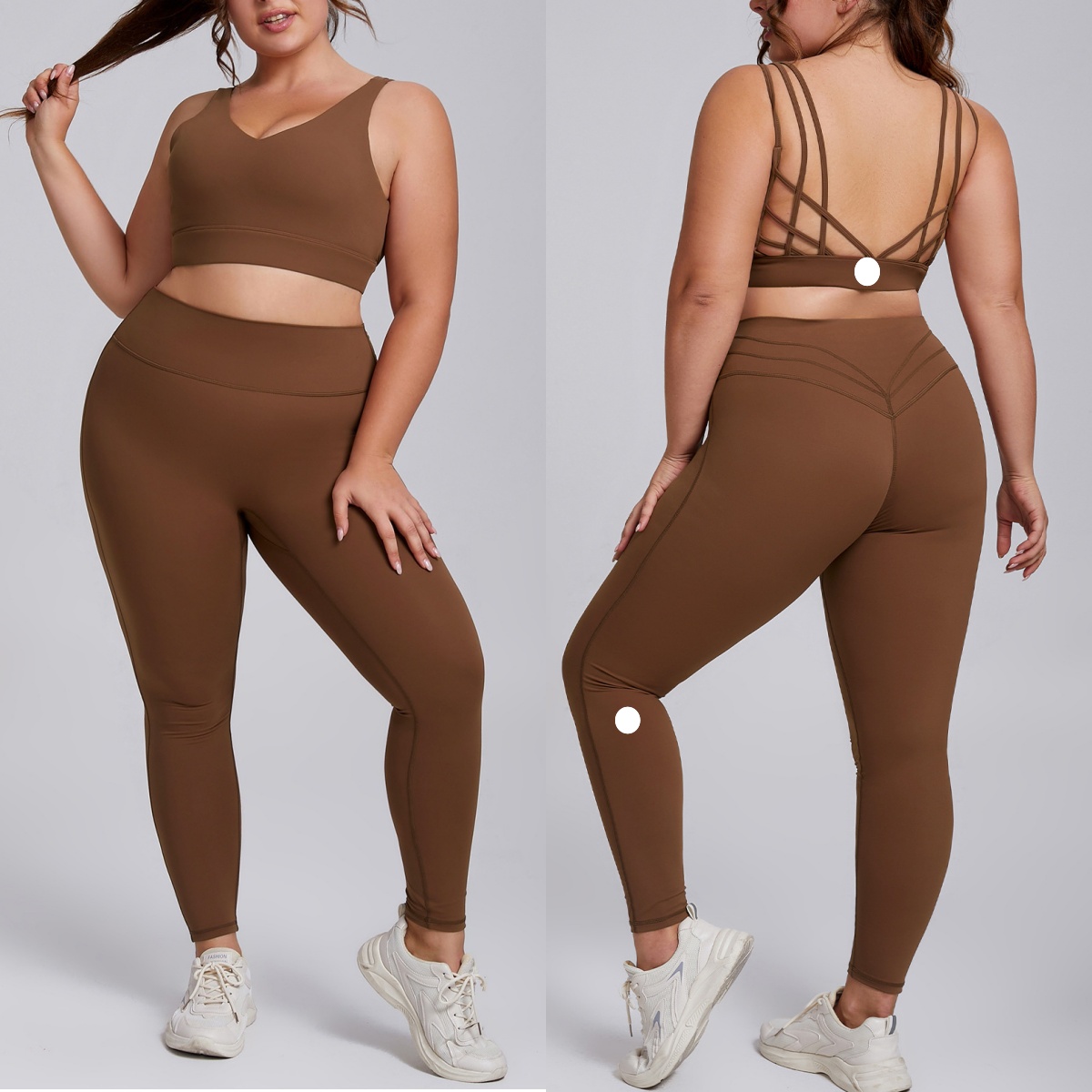 L6224-UU Women's Large Size Yoga Wear Breathable Plus Size Sports Bra Straight Pants Gym Set Quick-Dry Sport Clothes for Running and Fitness