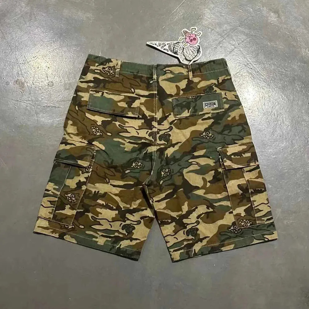 Icecream Running Dog Trendy Designer American Brand Camouflage Cargo Shorts Multi Pocket Outdoor Short Pants Home Casual Men's Clothing