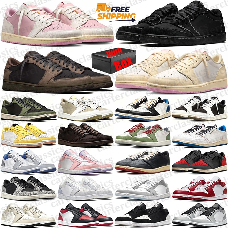Free Shipping With Box Designer Basketball 1 1s low Black Phantom lows Sail Tropical Pink Sport Shoes sneakers for mens womens d h gate trainers cha