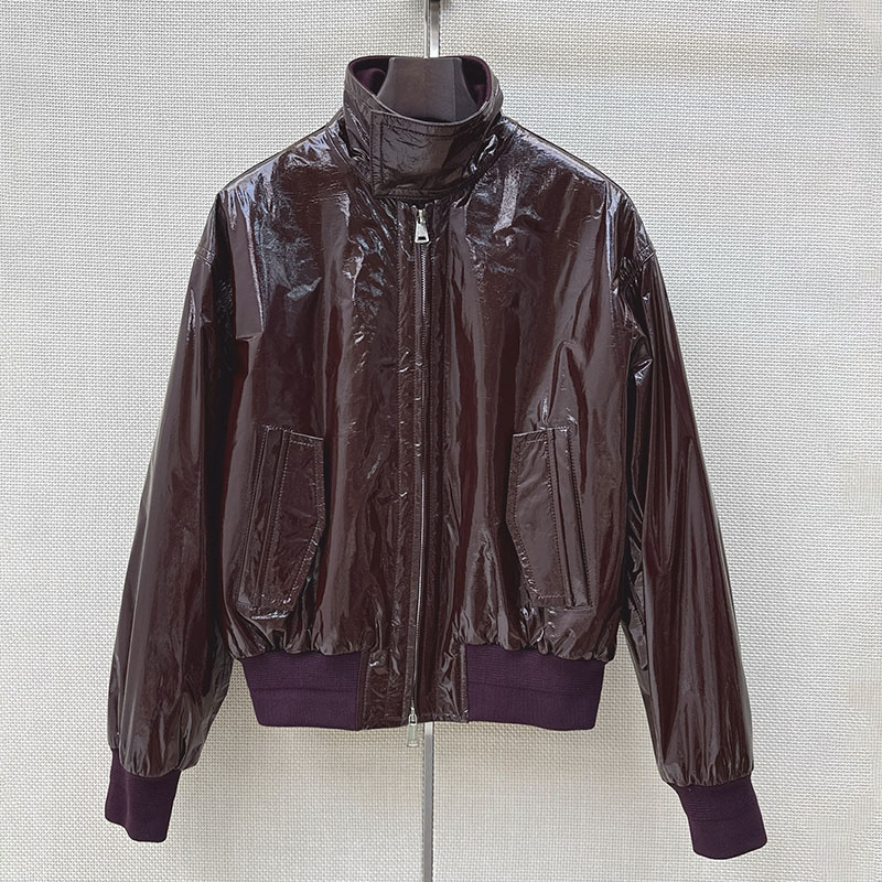 Luxury Woman Stylish Bomber Jacket Vintage Stand Collar Windproof Coat Autumn Winter Daily Versatile Outerwear