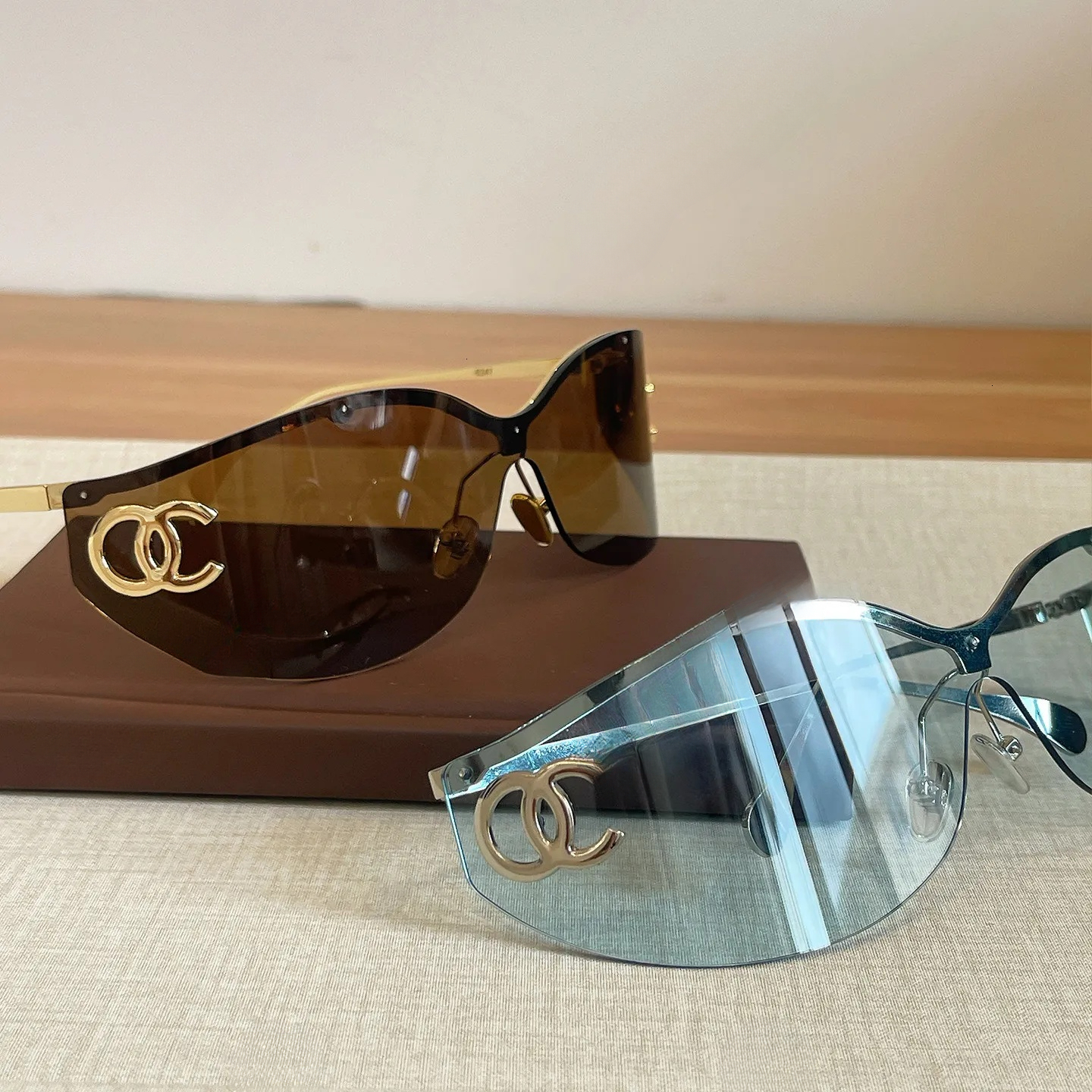 Trendy brand spicy girl infinity curved sunglasses C9159S unisex high quality retro metal frame European and American styleAA+