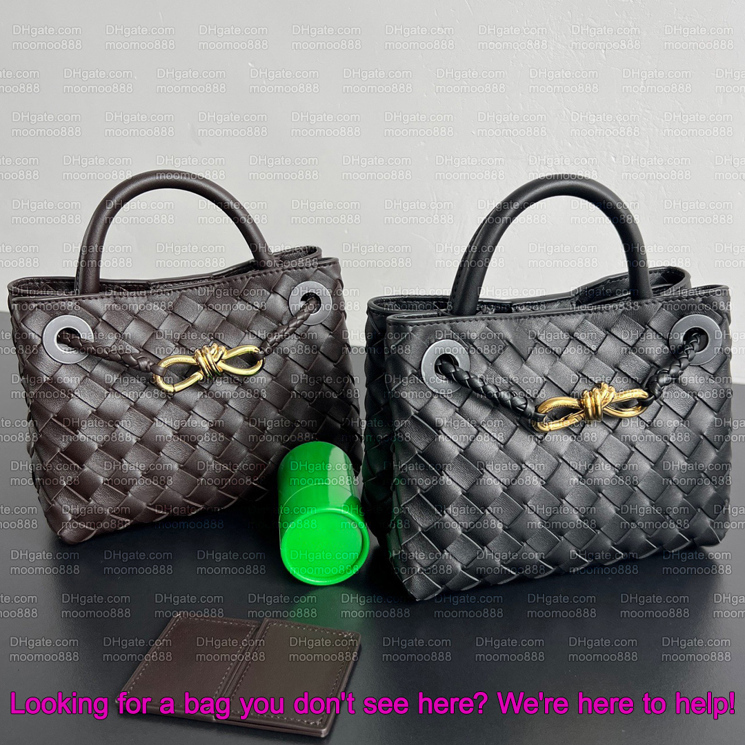 12A All-New Mirror Quality Designer Mini Andiamo Tote Bag 20cm Intrecciato Leather Handbags for Women Luxury Shoulder Bag Black Crossbody Purse with