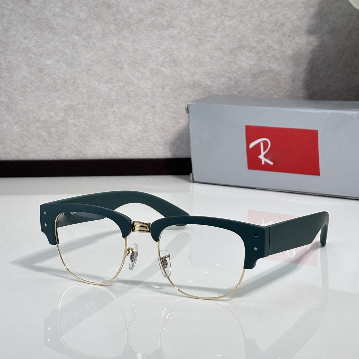 Fashion Half Rim Optical Glasses Frame for Women Men Vintage Green Browline Eyeglasses Clear Lens Metal Frame Retro Designer Style Glasses