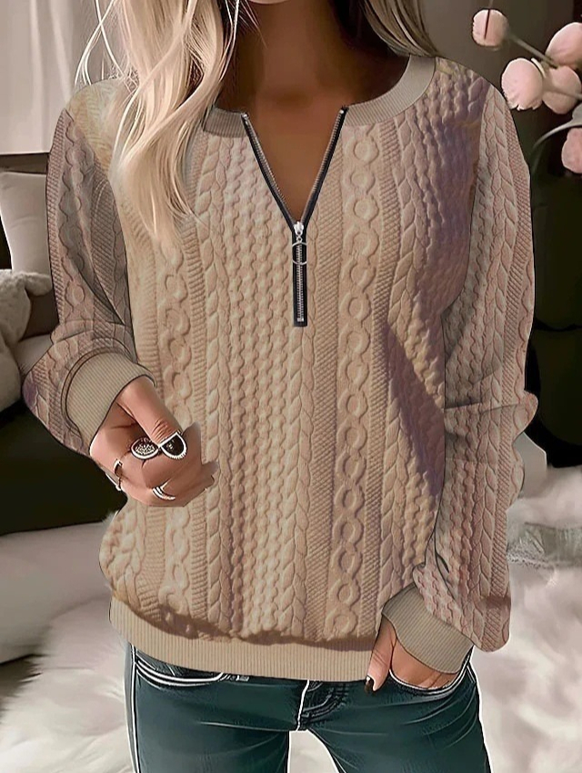 0317 Women's Quilted Sweatshirt Zip-Up Cardigan Jacket Autumn/Winter