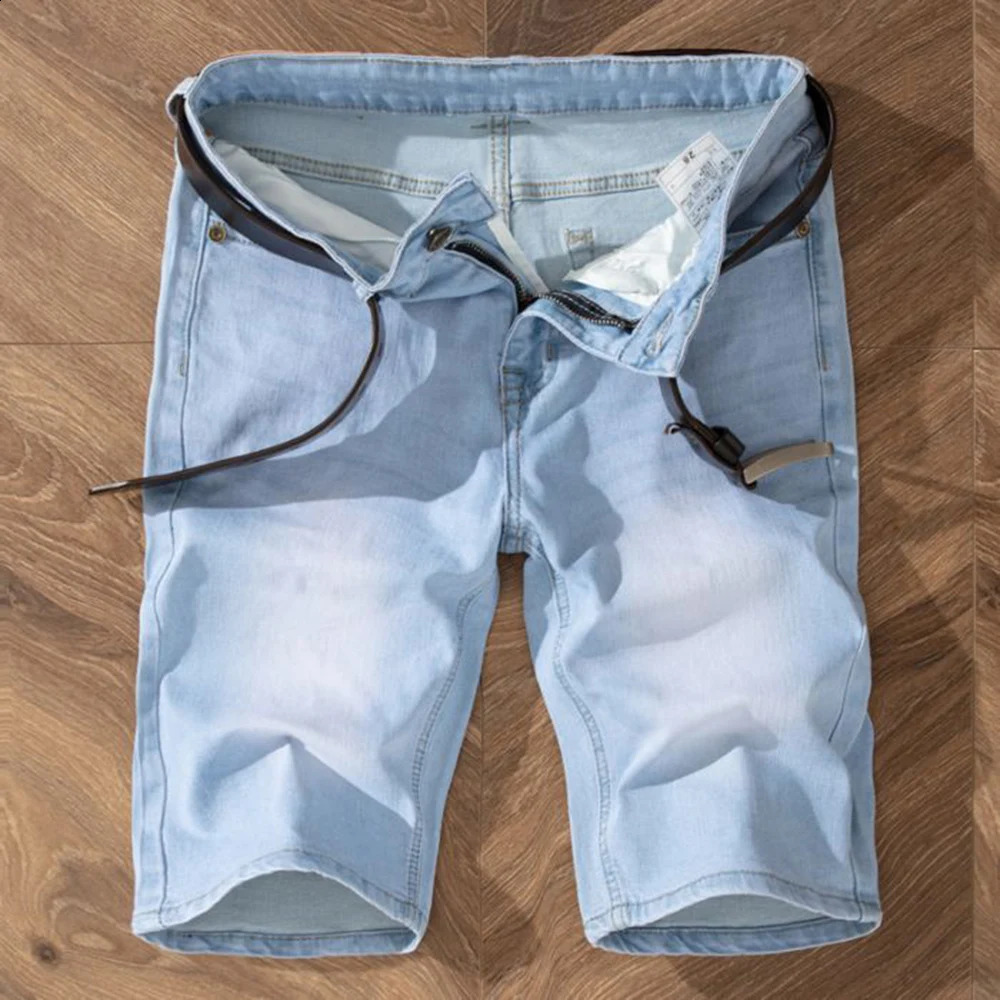 5 Models Summer Shorts Jeans Men Denim Pants Stretch Light Blue Fashion n Mens Slim Straight Male Short Hombre 260630BANJIA