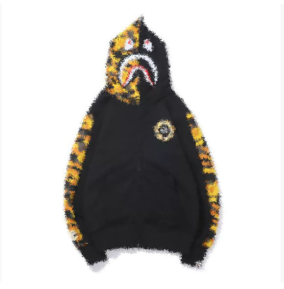 Bap Men's Camo Shark Full Zip Hoodie Designer Bathing App Cotton Graphic Print Long Sleeve Streetwear Sweatshirt With Shark Face Hood Warm Ape