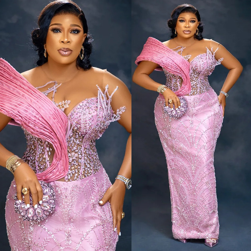 Plus Size Pink Prom Dress 2026 Mermaid Evening Dresses Forma