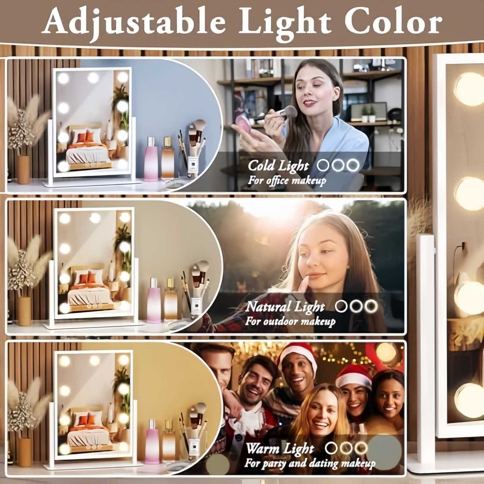 LED makeup mirror with light bulb, desktop beauty mirror, multi-functional lighting makeup mirrorT260706-image-1088277373