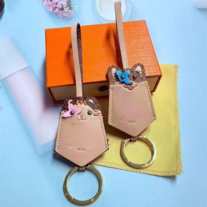 Designers keychains Lou Dog Cat Bag Charm Monogram Flower eye with luxury Leather Lanyards top Car Key Chain Women Buckle jewelry Keyring Bags Penda