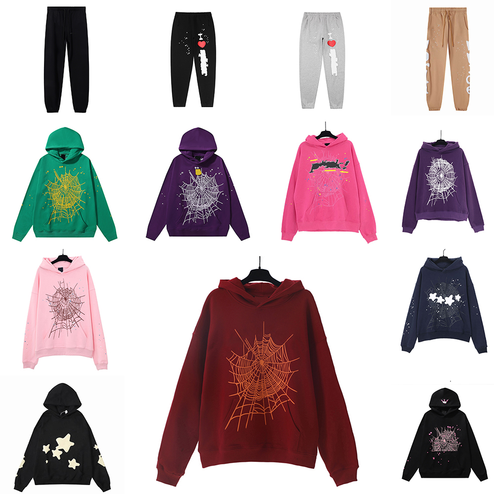 hoodie pink black hoodies spider tracksuit men women fashion hoodies jacket sweatshirt hip hop hoody Sports pants