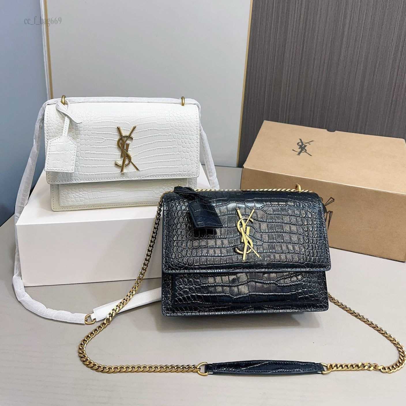 Shoulder Bags High quality Designer bag SUNSET Shoulder bag Crossbody bag Hand bag Womens shoulder bag Advanced Wallet Crocodile leather bag Black C