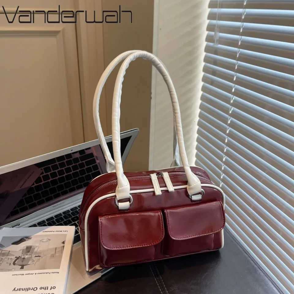 Large Capacity Black Bowling Handbag Womens Shoulder Retro Korean INS Style Autumn Summer 2026 Fashion Trend Top Handle Bag X260706