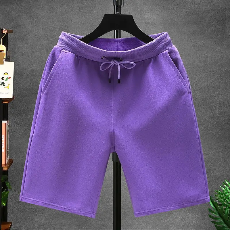 Mens and Womens Spring Summer Cotton Loop Shorts Large Size Drawstring Elastic Waist Casual Loose Sports Pants 260630BANJIA