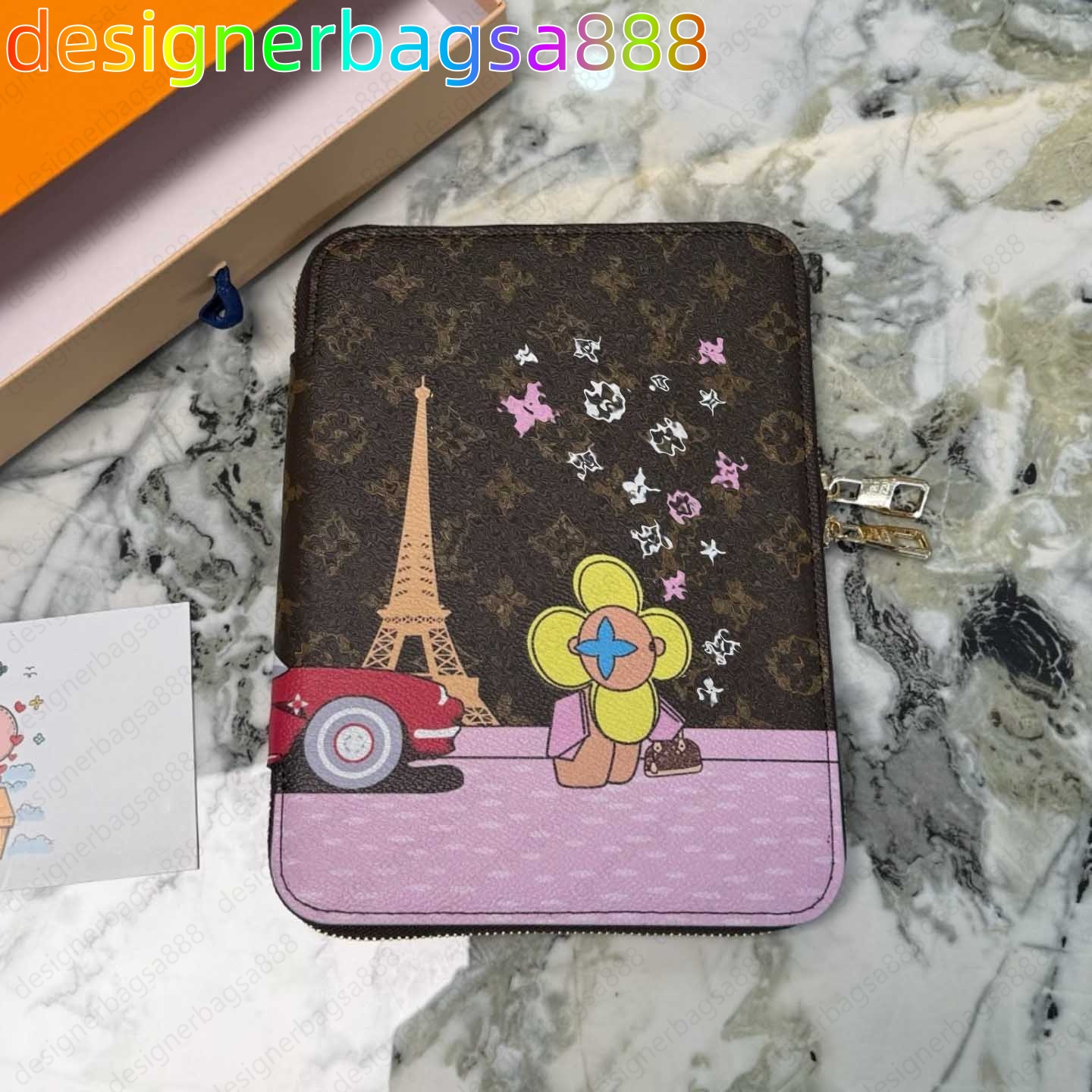designer bag Murakami Takashi file bag Murakami zipper document holder in Multicolor Monogram Men's and women's hand-held bags A6 Classic