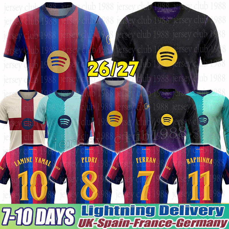 LAMINE YAMAL Soccer Jerseys RAPHINHA PEDRI GAVI football Jerseys RASHFORD LEWANDOWSKI R.Araujo F. DE JONG GAVI KOUNDE barcelona 26 27 kids kit 25-image-973863608