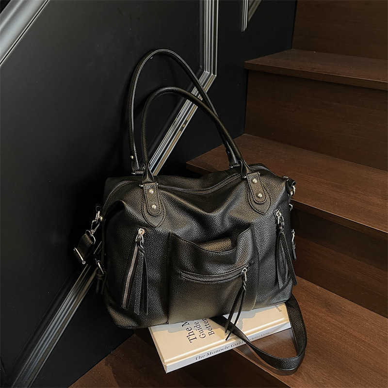 Sac fourre-tout de grande capacité, stylé et élégant, adapté aux déplacements professionnels, sac à bandoulière simple, polyvalent et à la mode.T