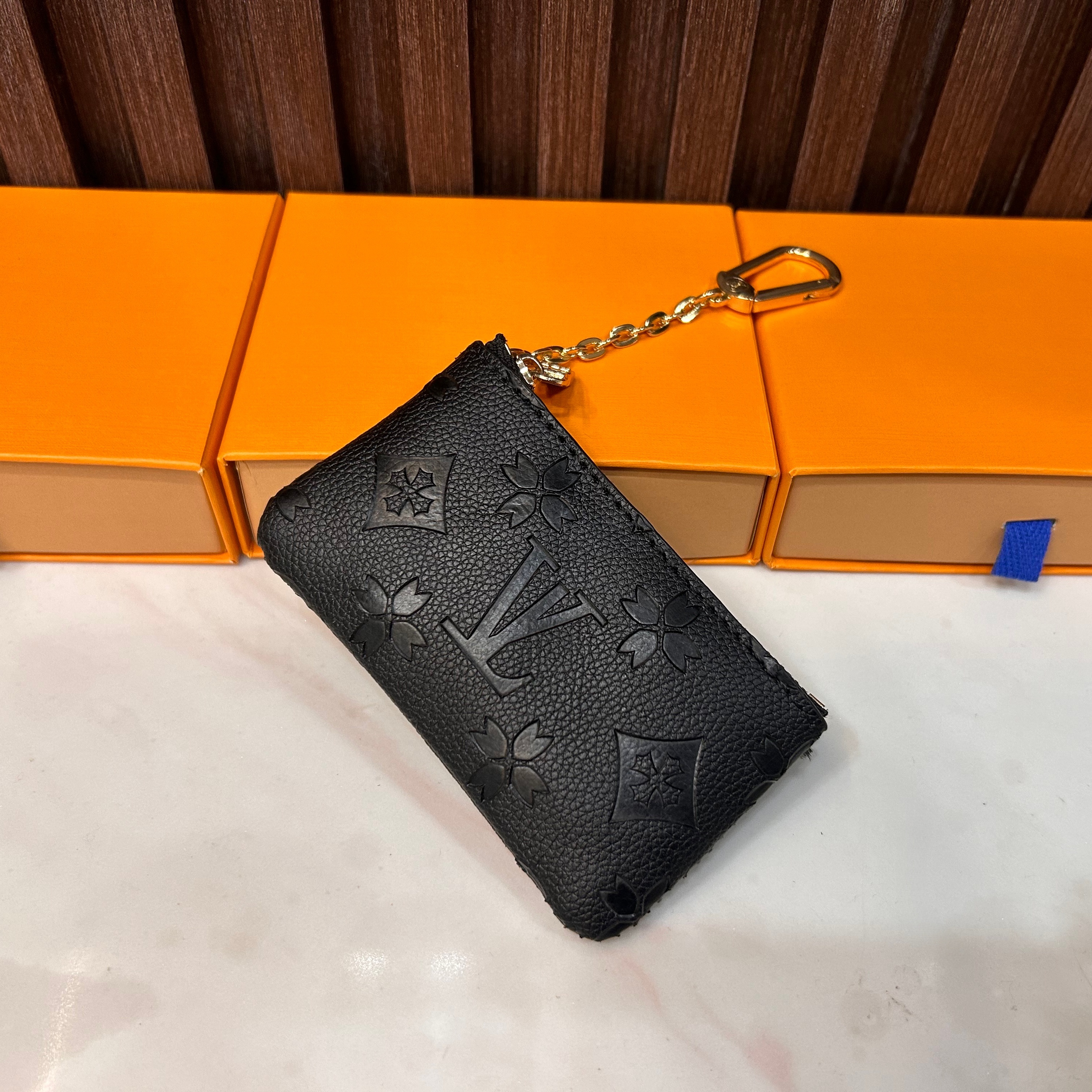 Designer zippy wallets womens key pouch cles short mens wallet coin purse credit card holder small wallet key ring embossed cardholder leather bag w