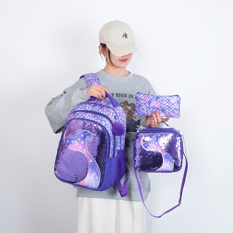 Three piece backpack for elementary school students, large capacity backpack for middle and high school students, high aesthetic backpack-image-996511382