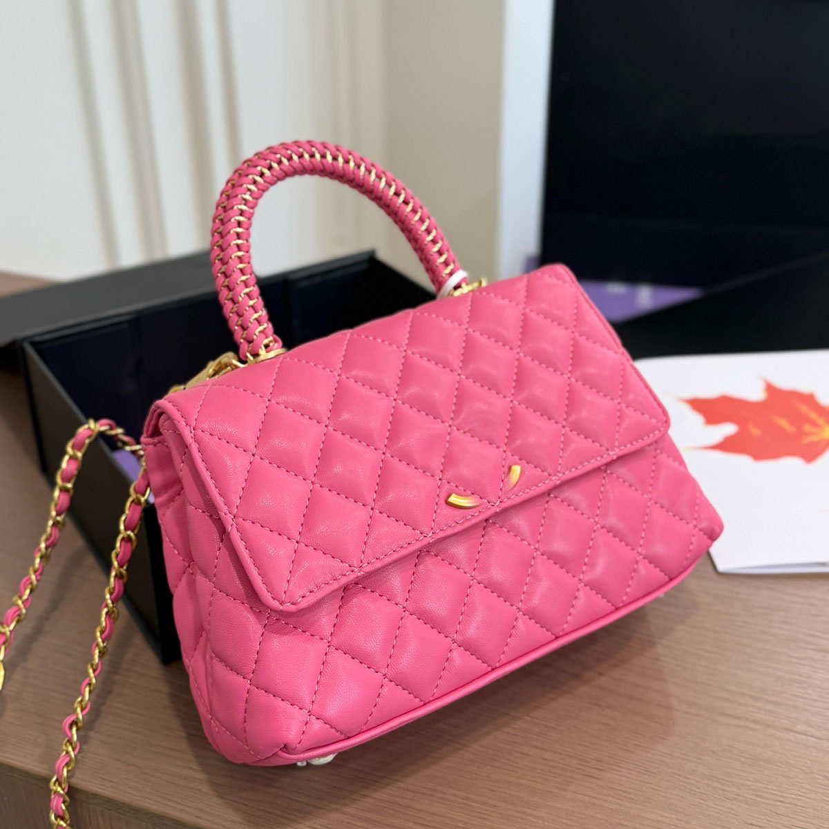 Multi Color Quilted Leather Top Handle Handbag Women Luxury Gold Chain Crossbody Shoulder Purse Designer Flap Bag For Wedding Party Daily Travel Dia