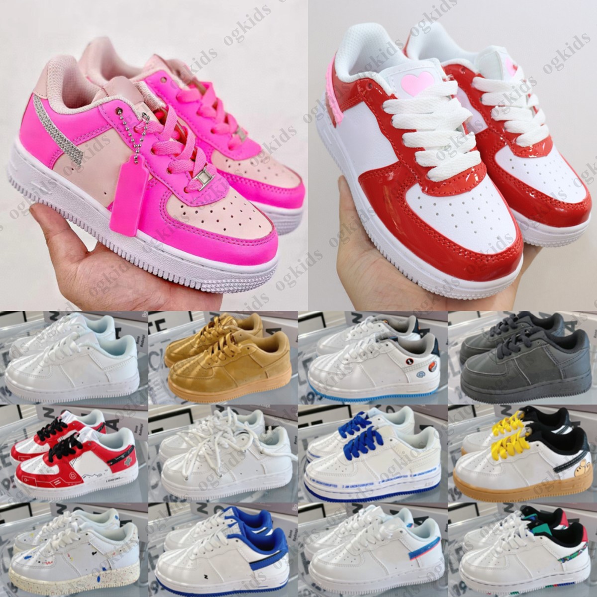 Designer 1s kids Shoes toddler Sneakers boys girls Casual Black white brown Leather basketball Shoes Classic Patent Matte Trainers-image-884726951