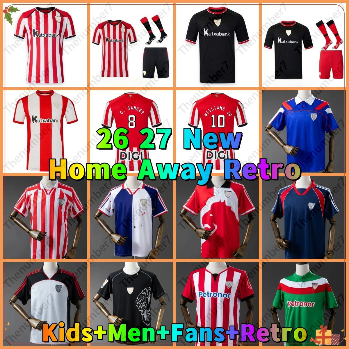 2026 2027 Athletic Bilbao Maillots de football WILLIAMS JR O. SANCET GURUZETA Retro 94 95 97 98 11 12 J.GUERRERO 26 27 Bilbao Homme Kits Enfant P