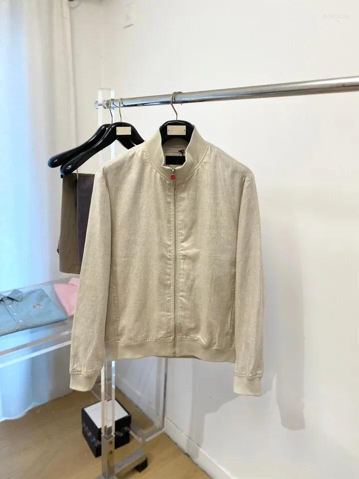 Men's Jackets Kiton Italian Old Money Style Simple Stand up Collar Business Casual Linen Jacket 26ss