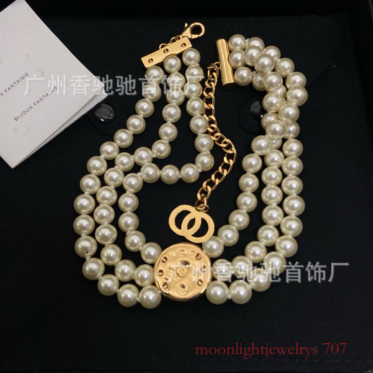 With Box Designer Jewelry New Pearl Button Necklace Baroque Luxurious Daily Commuting Choker cc necklace