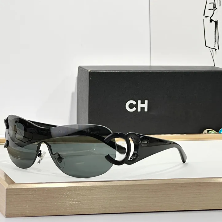 Fashion Designer Sunglasses Oval Contour Narrow Rectangle Visual Metal Rimless Detail Bold Square Border Lightweight High Texture Eyewear For Women