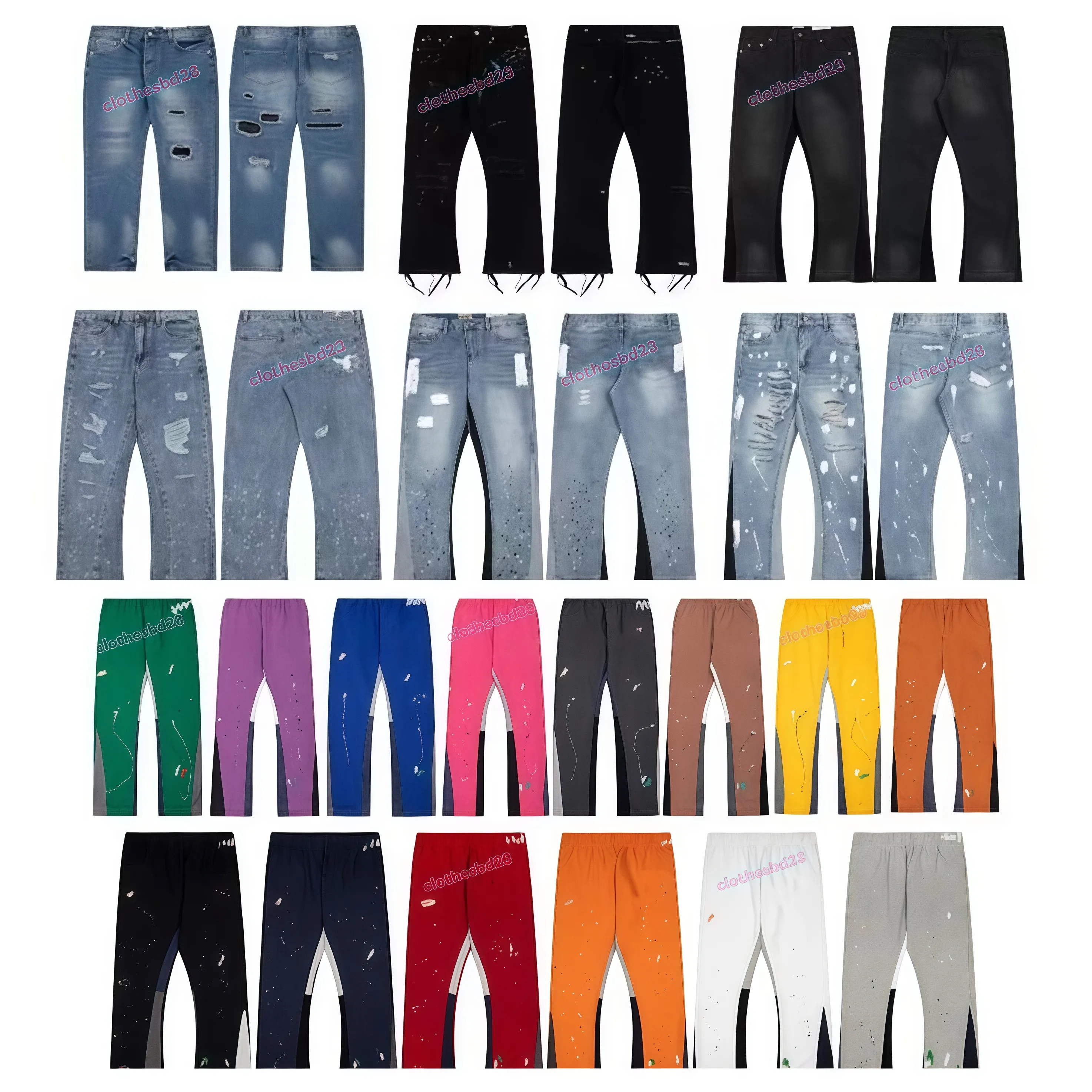 Designer jeans Pants Trousers Sweatpants Fashion Men's and women's color combinations black red and grey Hip Hop Elastic Waist Trousers-image-965698904