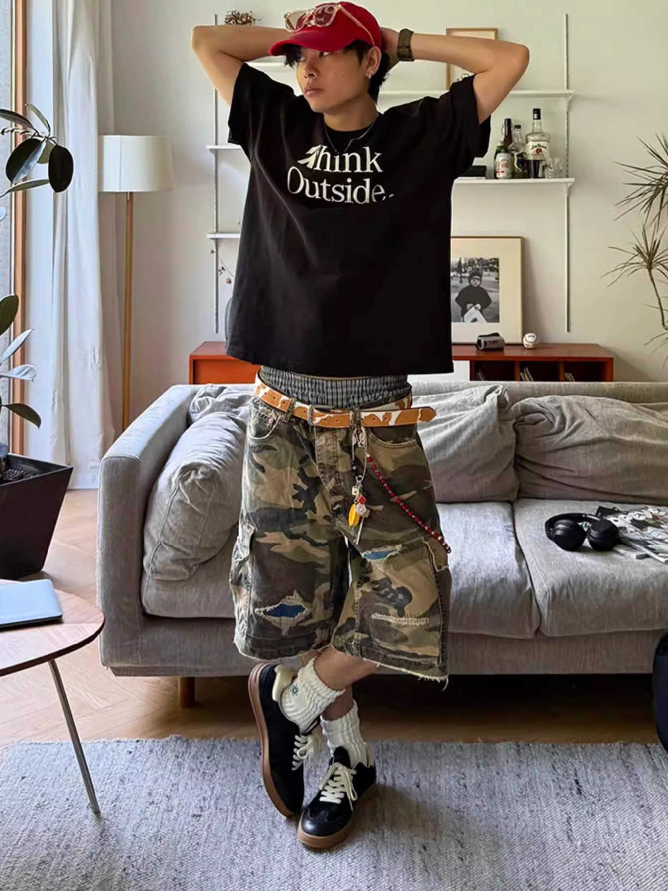 Y2K American Cargo Shorts Paint Splatter Camouflage Pattern Bottom New Trendy Retro Hip Hop Streetwear Unisex Baggy Short Pants X260417