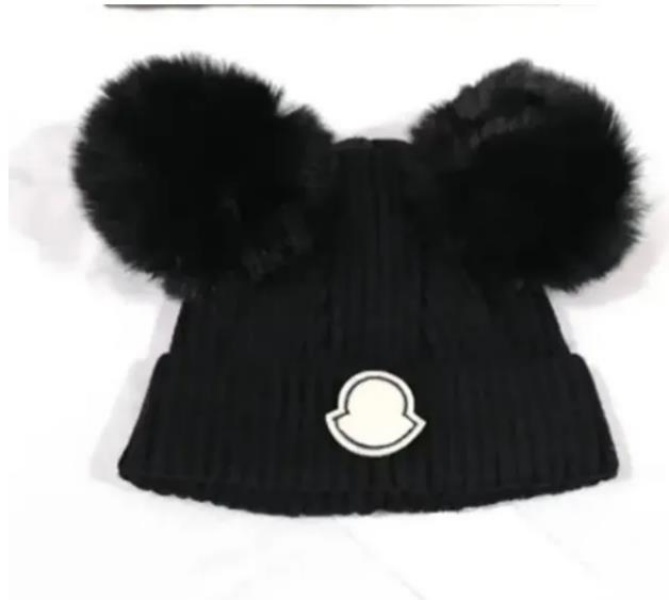 Luxury designer children'smonclair brimlessmonclair hat autumn and winter skull children's warm knitted hat ball top decoration newborn ba