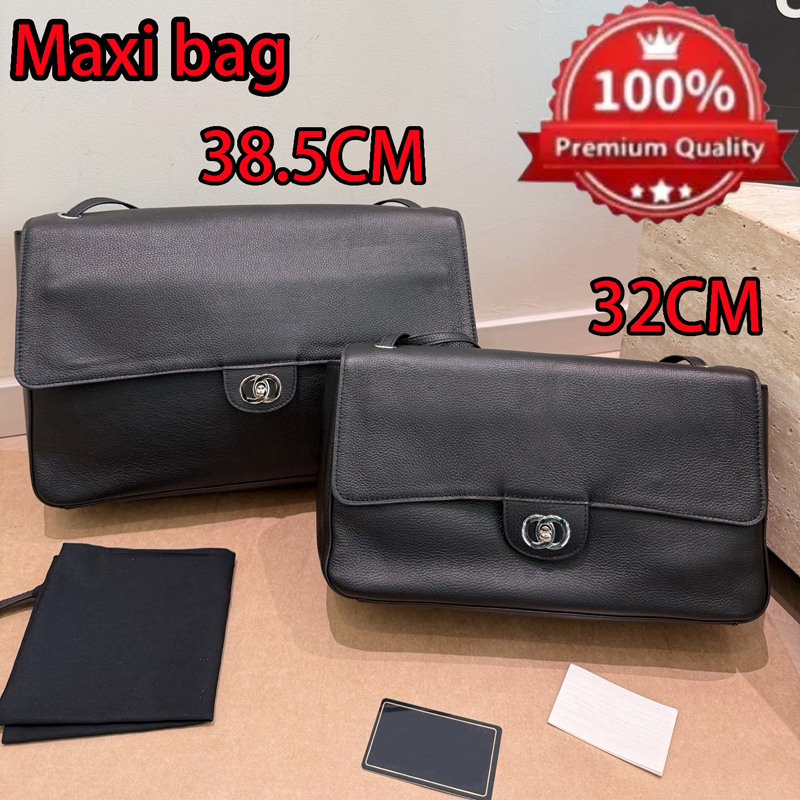 Top quality Maxi bag 38.5CM/32CM double size flip bag black caviar shoulder bag leather handbag large capacity designer bag luxury bag AAAAA 1111-image-988213579