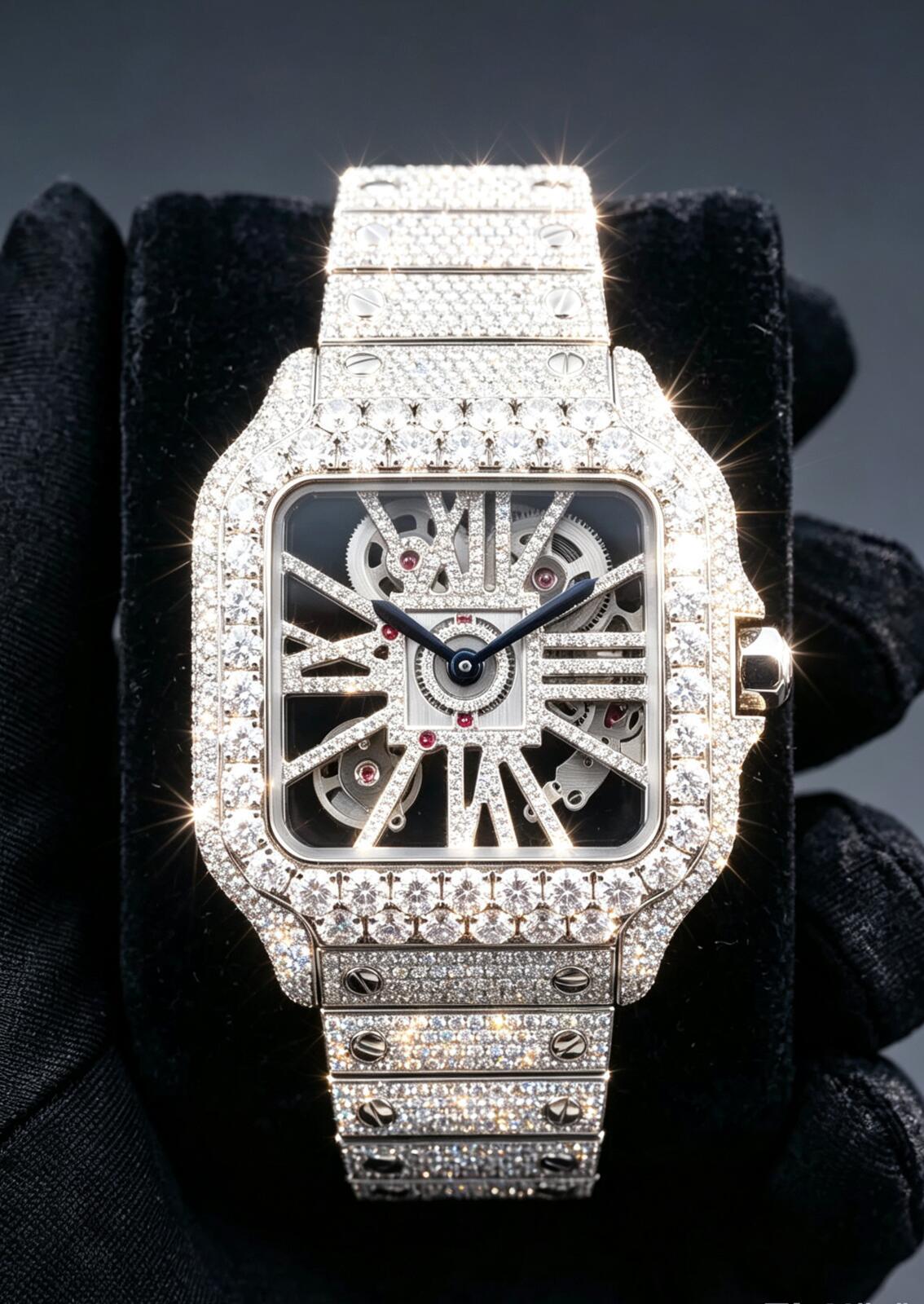 GRA Certification Gentleman's Wristwatch - Exquisite AAAAA+ Moissanite Men's diamond watch Accentuated by Transparent VVS Crystals Designe