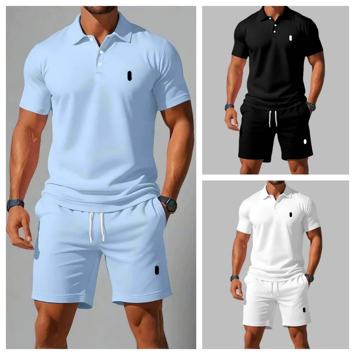 Men's Designer Pony Logo Tracksuit Short Sleeve Polo Shirts Drawstring Shorts Set Casual Solid Comfort 2 Piece Outfits Summer