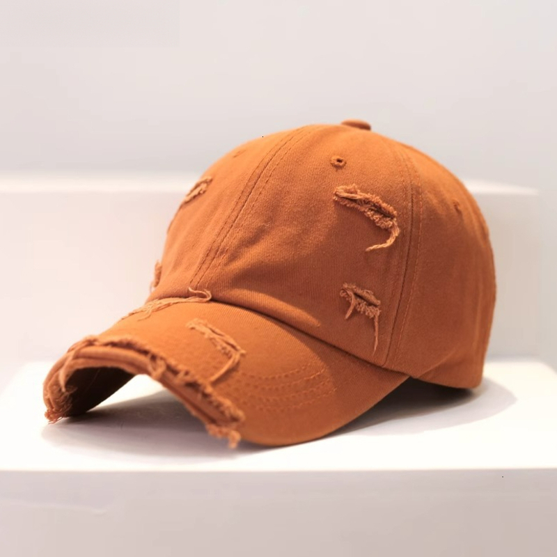 Unisex Vintage Distressed Ripped Washed Cotton Baseball Cap Curved Brim Hip Hop Sun Casual Duckbill Hat For Men Women