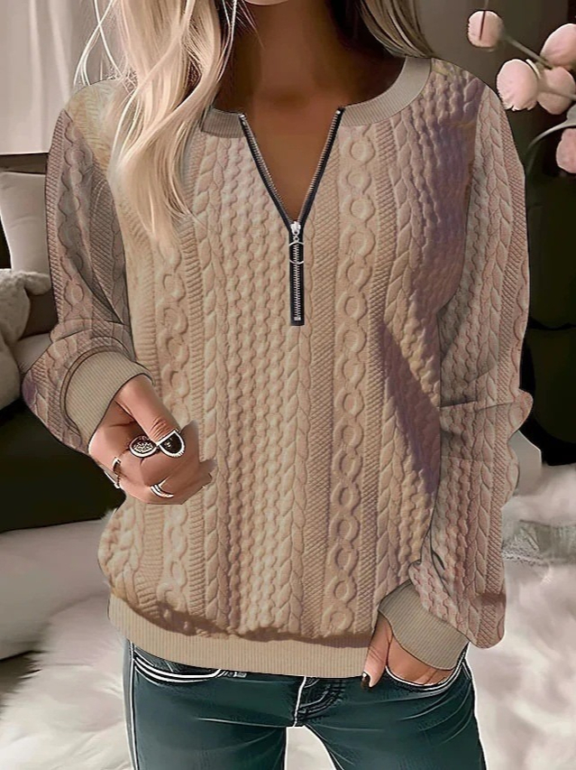 0576 Women's Quilted Sweatshirt Zip-Up Cardigan Jacket Autumn/Winter