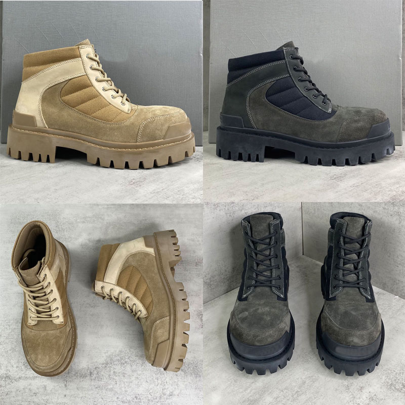 Designer Combat Strike Low Boot Mens 2026 Fashion Low profile Boots Side Zipper Stitching Clear Cowhide Pads Workwear Big Head Boots Full Package
