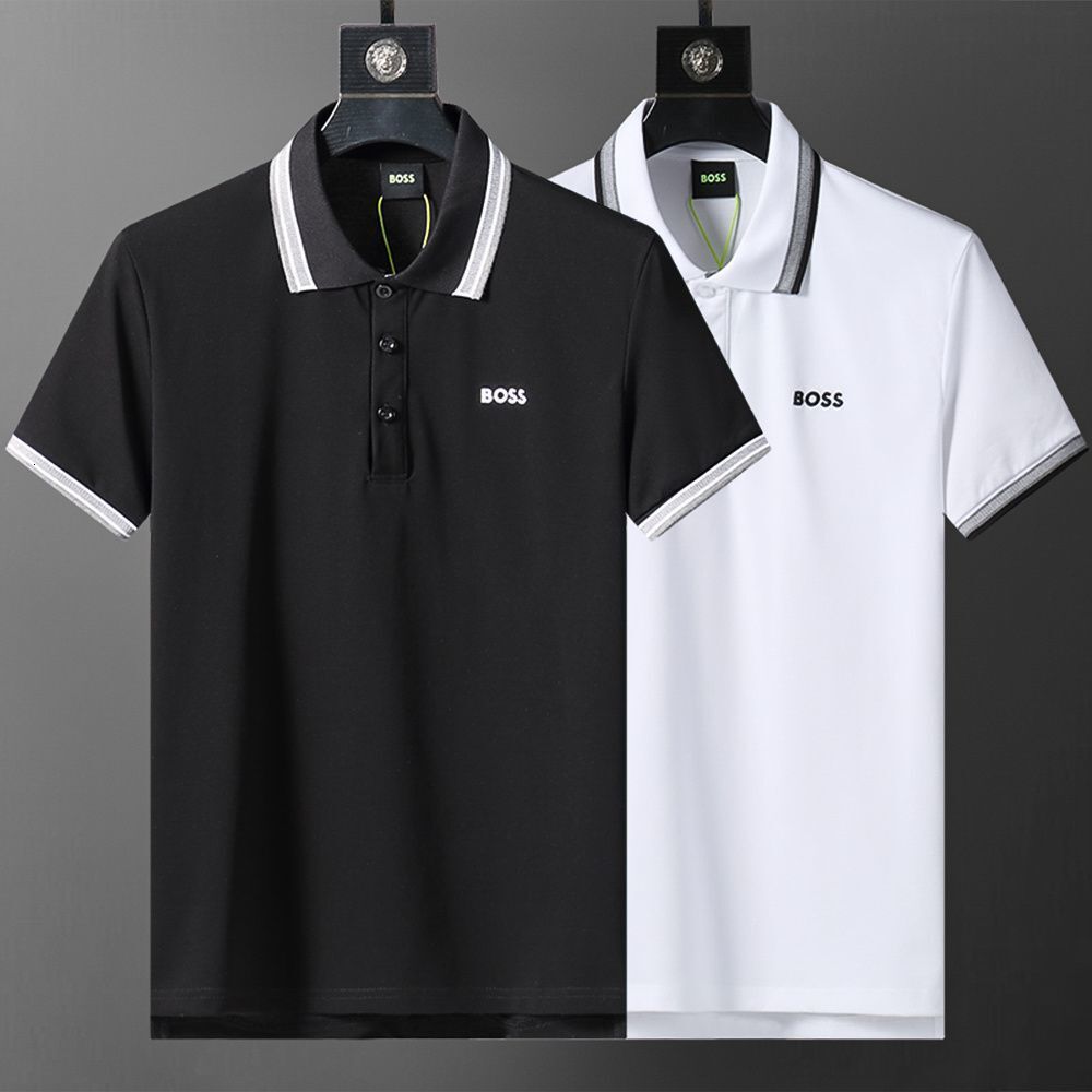 Bossness tshirt Man Designer Dress Summer Trendy Mens Short-sleeve Printed Polo Shirt Business Casual Anti-wrinkle Turn-down Collar New T-shirt Top