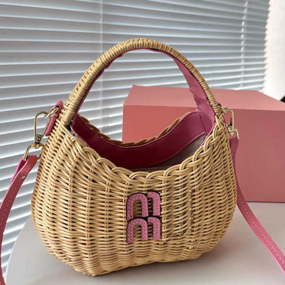 High quality Designer Rattan Retro wicker basket bag Summer Hobo Straw Fashion Womens Crossbody Bags Vegetable Basket New Small Woven Beach Bag Hand