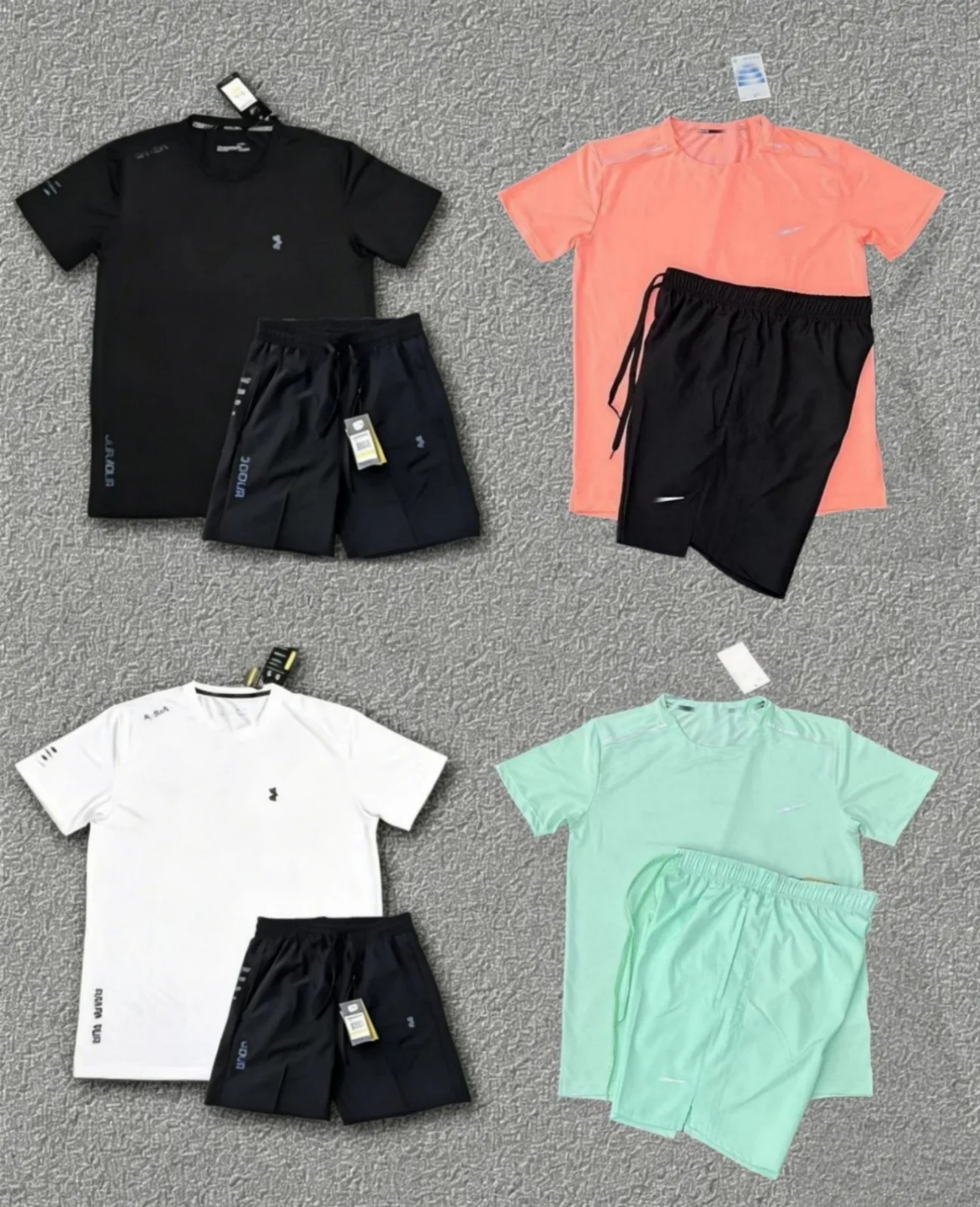 2026 Under Armo set Tracksuit Shirt T-shirt Designer Yoga Fitness Sports Quick Dry Set Ice Silk Casual Mens Top Five Point Shorts Breathable Tech Fl