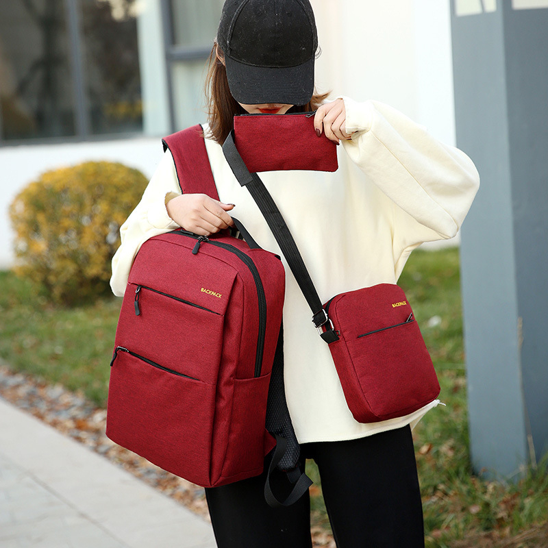 Multi-Piece Fashion Backpack Matching Kits 2026 New Wholesale Laptop Shoulder Three Piece Set Gift Casual Men And Women S Backpack Business Elite Mu