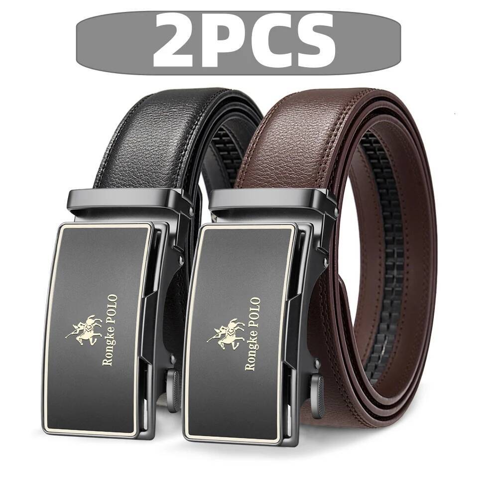 High Quality Black Brown Mens Belt, Genuine Leather Material, Adjustable Automatic Ratchet Buckle, Cuttable Business Belt J260706 J260706