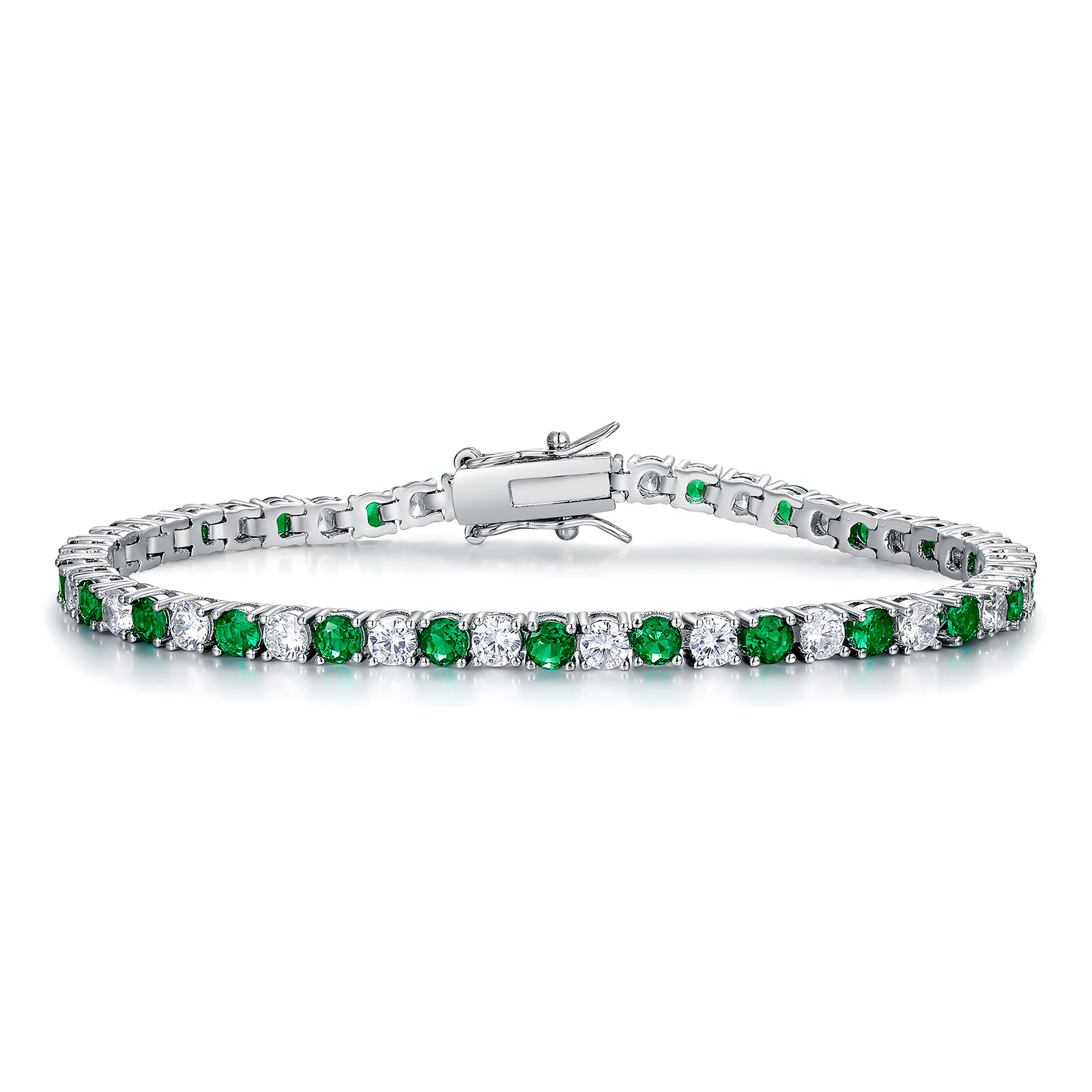 Choucong Unique Designer Wedding Bracelet Delicate Luxury Jewelry 18K Gold Fill Alternating Round GreenWhite 5A CZ Diamond Party Women Tennis Wrist
