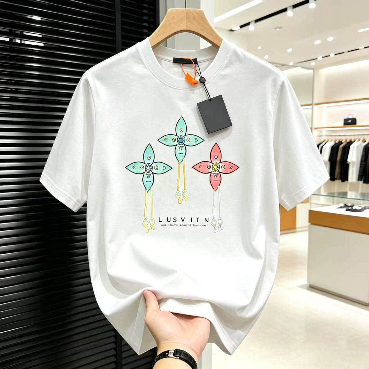 New Summer Printed Casual Trendy Brand Loose Round Neck Short Sleeve Men's and Women's Same Design Flower Pattern Bestseller